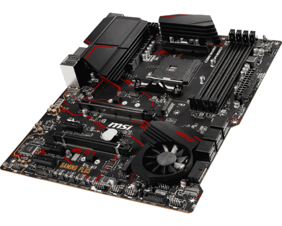 MSI X570 GAMING PLUS Angled Flat View