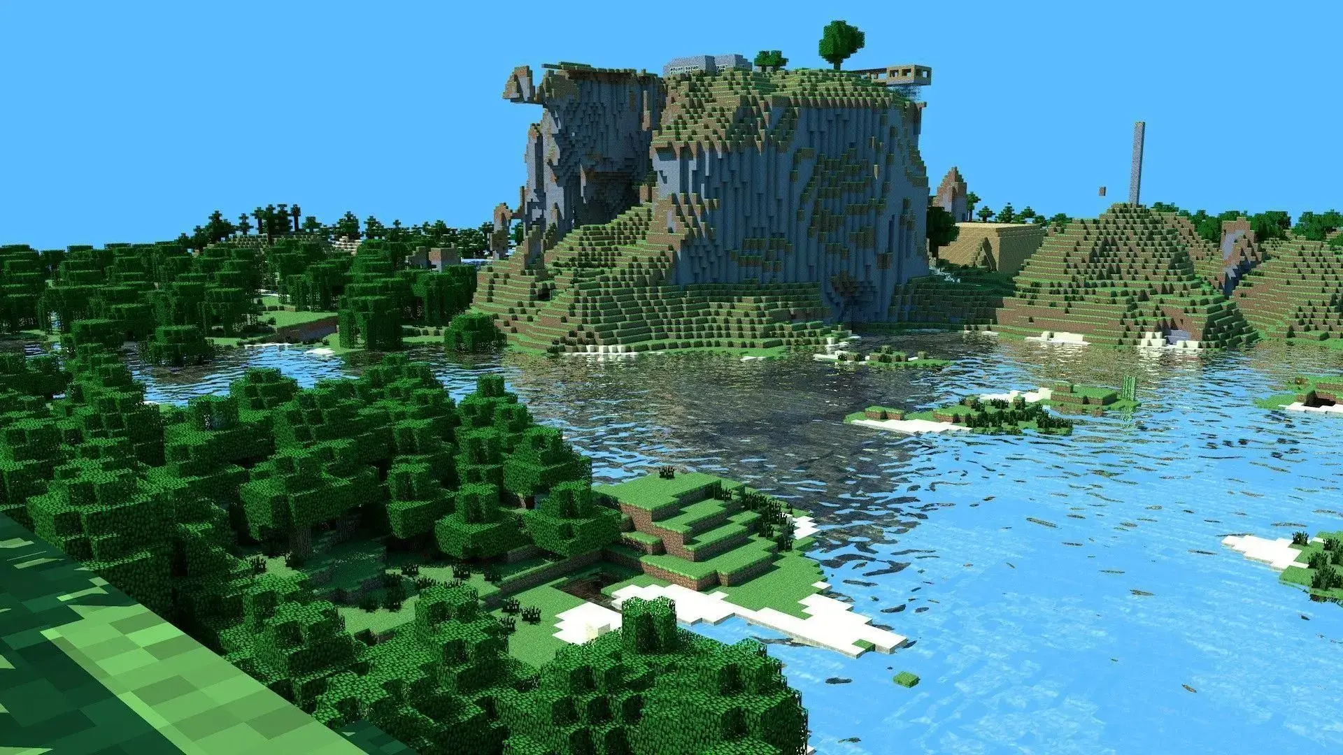 Minecraft Lake with ray-tracing