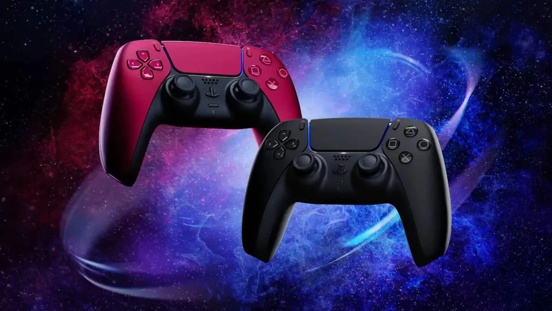 Sony PS5 DualSense Cosmic Red and Midnight Black View