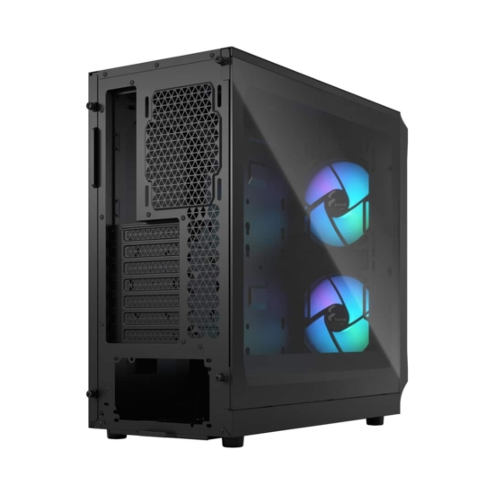 Fractal Design Focus 2 RGB Black TG Angled Rear View