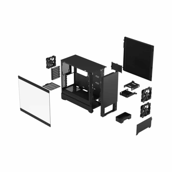 Fractal Design Pop Silent Black TG Angled Front Exploded View