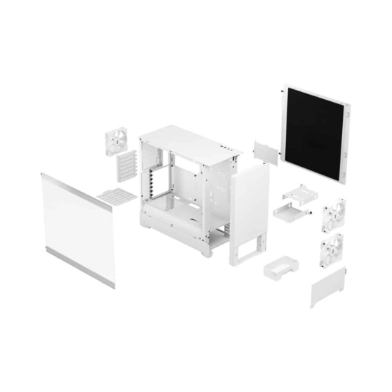 Fractal Design Pop Silent White TG Angled Front Exploded View