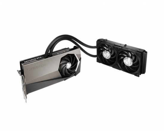 MSI NVIDIA GeForce RTX 4090 SUPRIM LIQUID X 24GB GDDR6X Angled Front View