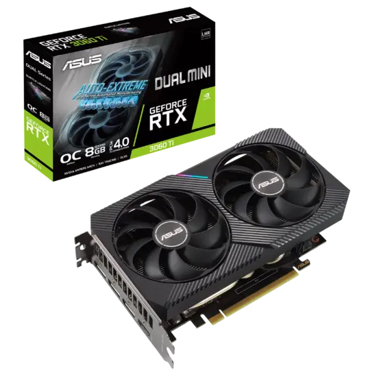 ASUS DUAL NVIDIA GeForce RTX 3060 Ti V2 MINI OC Box View