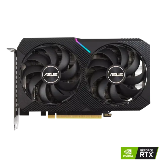 ASUS DUAL NVIDIA GeForce RTX 3060 Ti V2 MINI OC Flat Front View