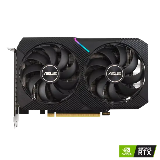 ASUS Dual NVIDIA GeForce RTX 3050 OC Flat Front View