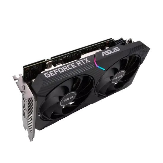 ASUS Dual NVIDIA GeForce RTX 3050 OC Angled Side View