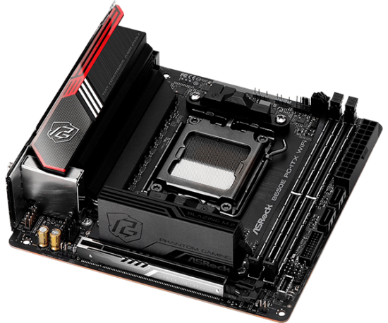 ASRock B650E PG-ITX WiFi Angled Front View