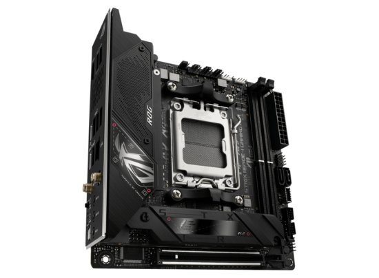ASUS ROG Strix B650E-I Gaming WiFi Angled Front View