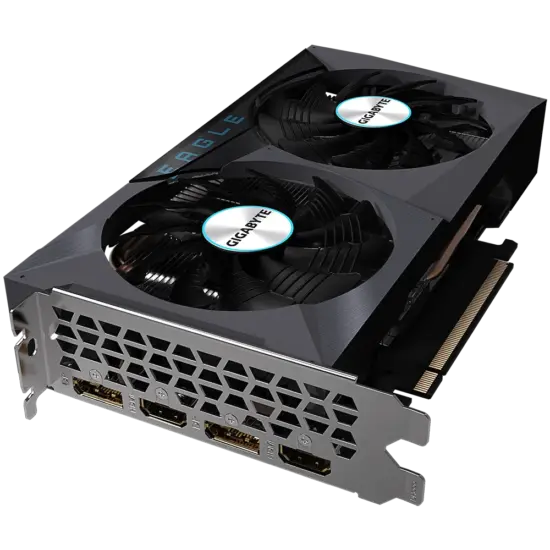 Gigabyte NVIDIA GeForce RTX 3050 EAGLE OC Angled I/O View