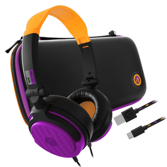 Stealth Premium Travel Kit for Nintendo Switch & Switch Lite - Neon Orange & Purple