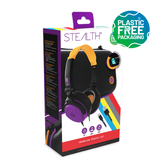 Stealth Premium Travel Kit for Nintendo Switch & Switch Lite - Neon Orange & Purple