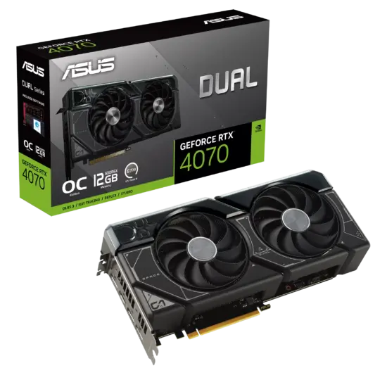 ASUS Dual NVIDIA GeForce RTX 4070 OC Edition 12G GDDR6X Graphics Card