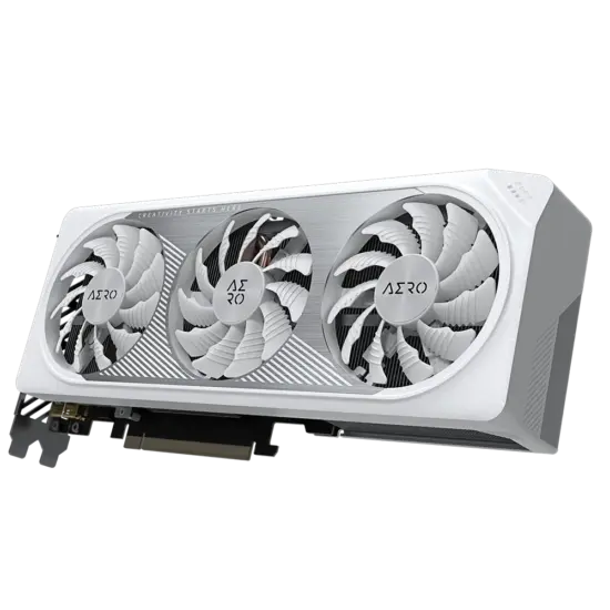 Gigabyte RTX 4060 Ti AERO OC 8GB Angled Upright Fan View