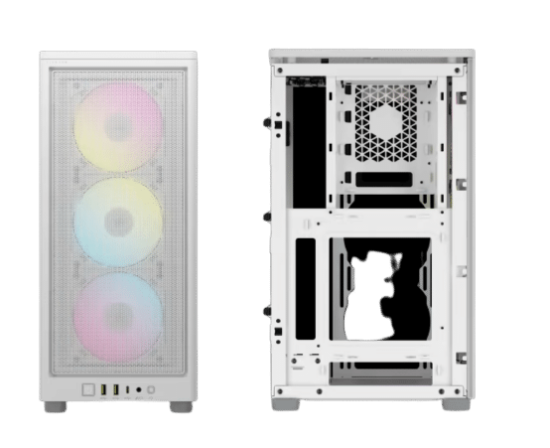 Corsair iCUE 2000D RGB Airflow Mini ITX White Front & Back