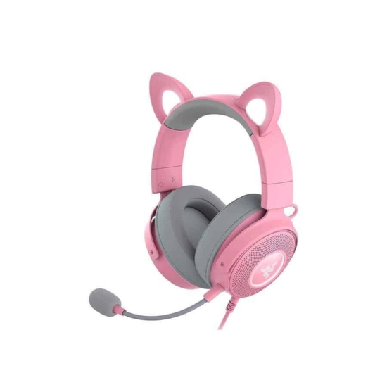 Razer Kraken Kitty V2 Pro Quartz Pink Angled View