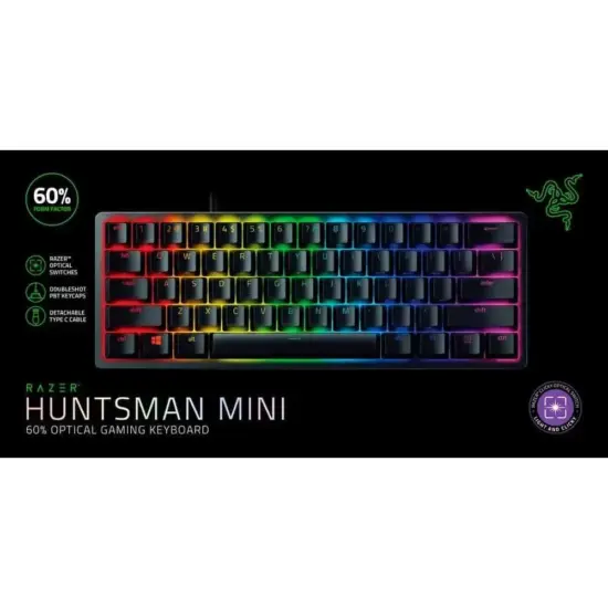 Razer Huntsman Mini - Clicky Optical Switch Purple 60% RGB Gaming Keyboard