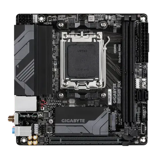 Gigabyte B650I AX – AMD B650 Chipset (Socket AM5) PCIe 4.0 DDR5 Mini-ITX Motherboard