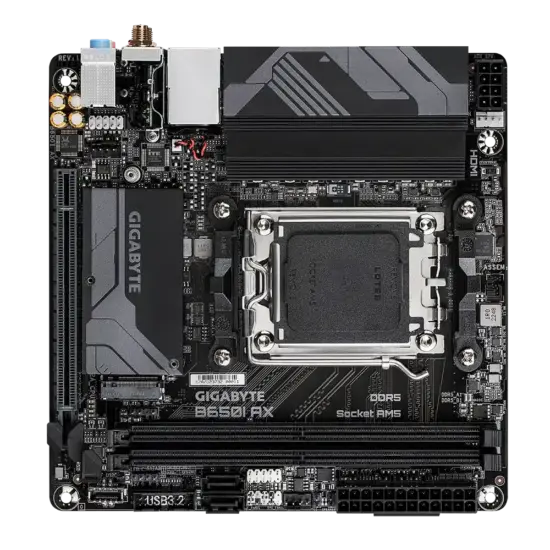 Gigabyte B650I AX – AMD B650 Chipset (Socket AM5) PCIe 4.0 DDR5 Mini-ITX Motherboard