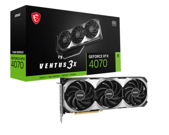 MSI NVIDIA GeForce RTX 4070 VENTUS 3X E OC 12G GDDR6X Graphics Card