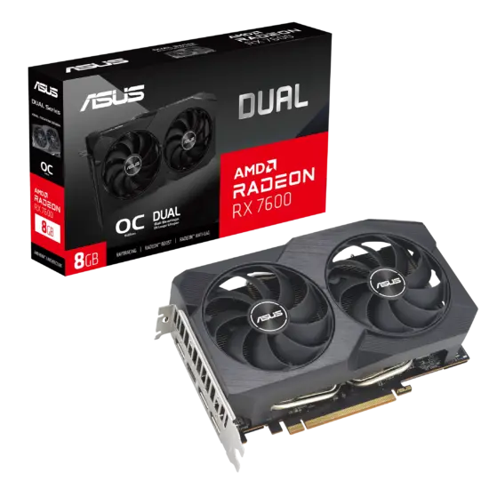 ASUS Dual AMD Radeon RX 7600 V2 OC Edition 8GB GDDR6 Graphics Card