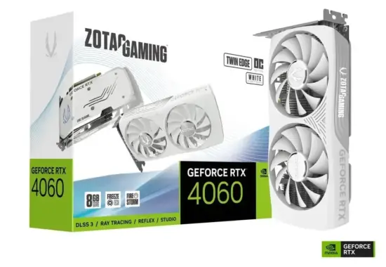 Zotac NVIDIA Geforce RTX 4060 Twin Edge OC White Edition 8GB GDDR6 Graphics Card