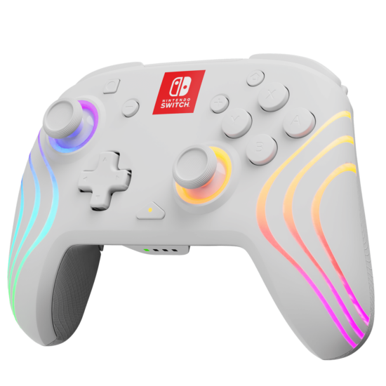 PDP Afterglow Wave Nintendo Switch Wireless Controller Angled Front View