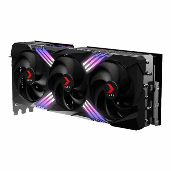 PNY GeForce RTX 4070 Ti 12GB XLR8 Gaming VERTO EPIC-X RGB Triple Fan DLSS 3 Graphic Card Angled View & Rear