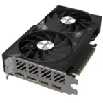 Gigabyte NVIDIA GeForce RTX 4060 Ti WINDFORCE OC 8 GB GDDR6 Graphics Card Top View Flat Angled View & Ports