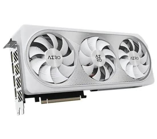 Gigabyte AERO GeForce RTX 4070 SUPER AERO OC Graphics Card Angled View & Ports