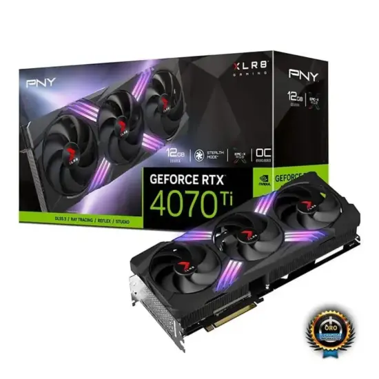 PNY GeForce RTX 4070 Ti 12GB XLR8 Gaming VERTO EPIC-X RGB Triple Fan DLSS 3 Graphic Card & Box