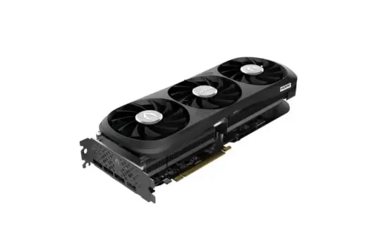 Zotac NVIDIA GeForce RTX 4070 SUPER Trinity OC 12GB GDDR6X Graphics Card Angled View & Ports