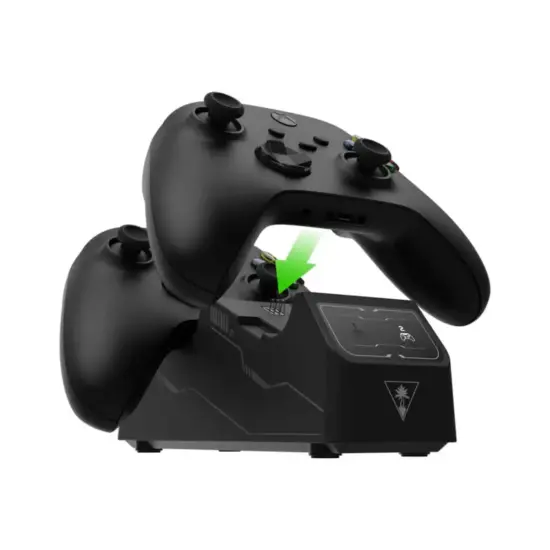 Fuel Dual Controller Charging Station & Headset Stand for Xbox Front Angle Controller Stand Demonstration