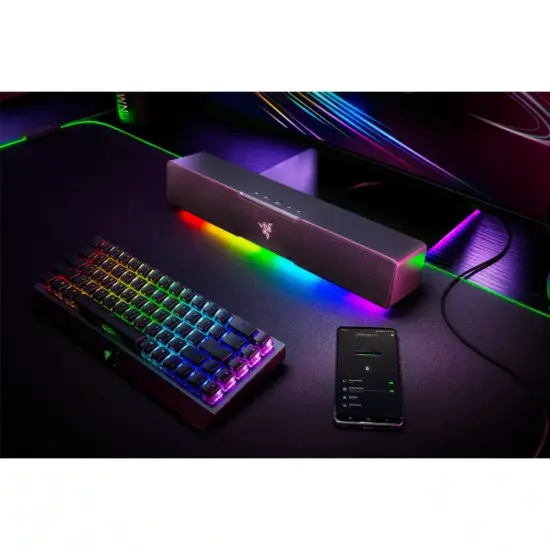 Razer - Leviathan V2 X RBG Soundbar Speaker Top Angled View RGB