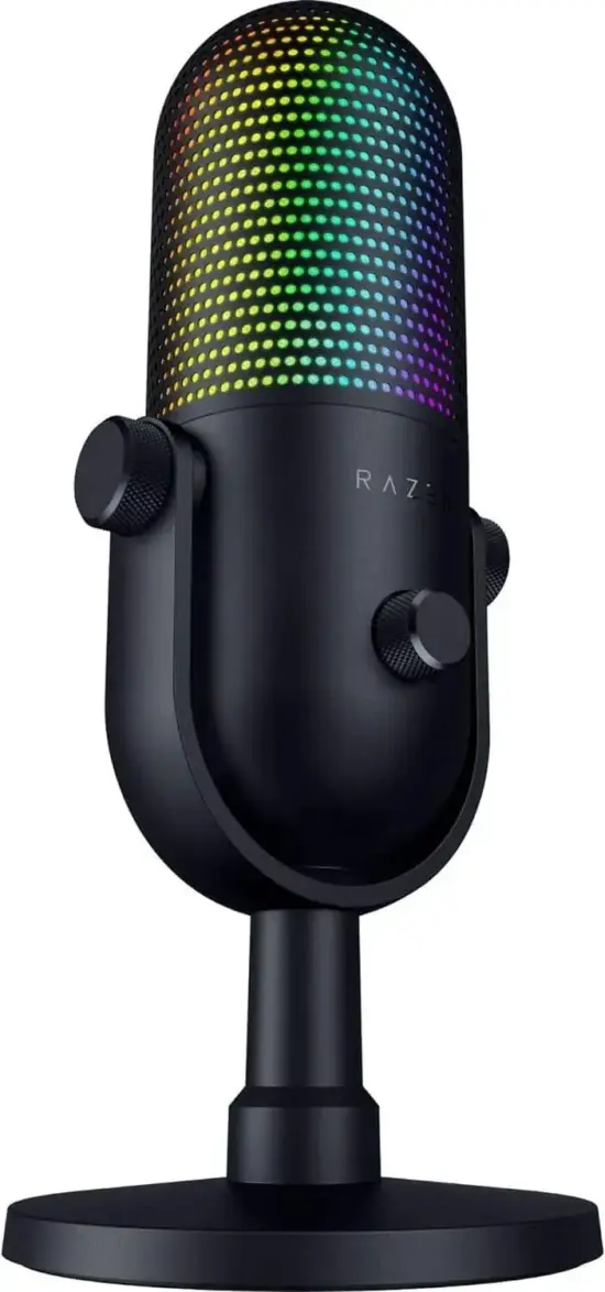 Razer Seiren V3 Chroma RGB Microphone - Black Angled View