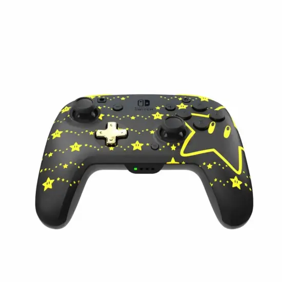 PDP - Mario Super Star Glow In Dark Wireless Controller Front Titled View