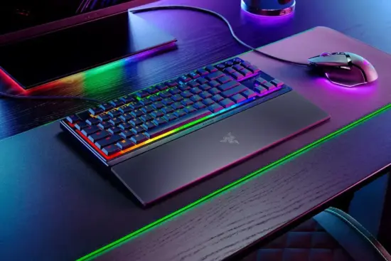 Razer - Ornata V3 Tenkeyless RGB Keyboard - UK Layout RGB Angled View