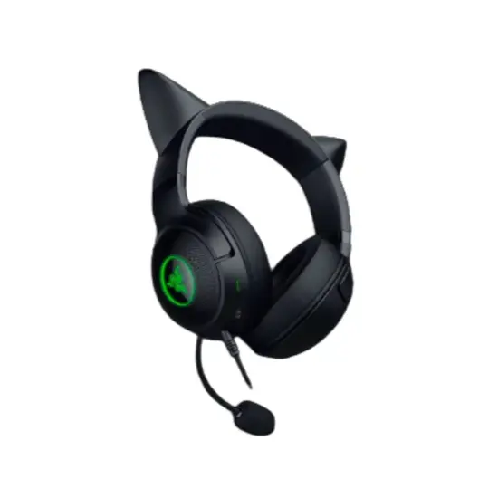 Razer - Kraken Kitty V2 RGB Chroma Headset - Black Angled View