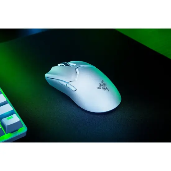 Razer - Viper V2 Pro Gaming Mouse - White Angled Side View