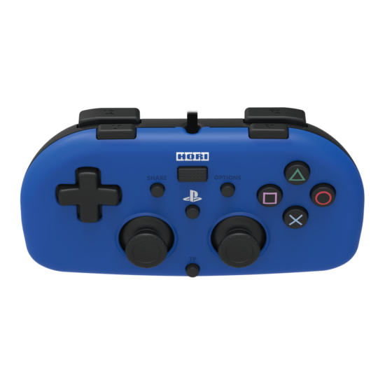 Hori - Wired Mini Gamepad For PlayStation 4 - Blue Front Tilted Angle