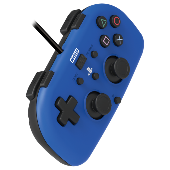 Hori - Wired Mini Gamepad For PlayStation 4 - Blue Side Angled View