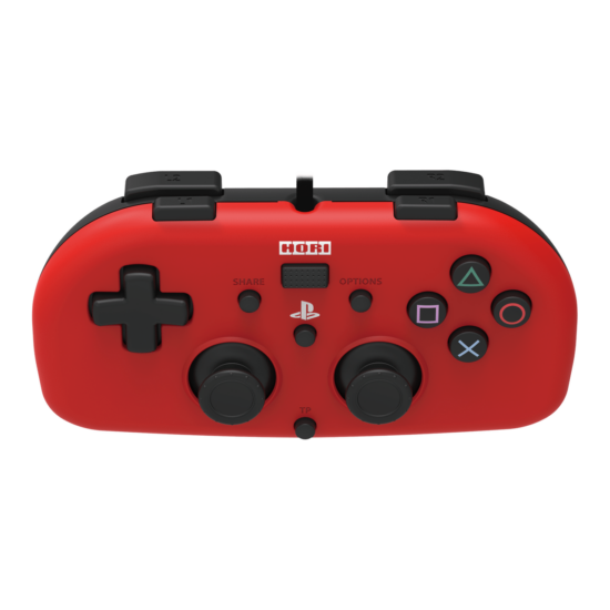 Hori - Wired Mini Gamepad For PlayStation 4 - Red Front Tilted View