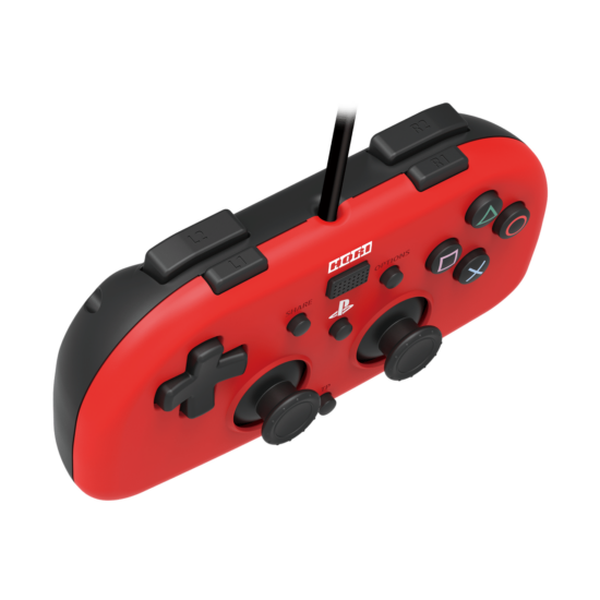 Hori - Wired Mini Gamepad For PlayStation 4 - Red Angled View