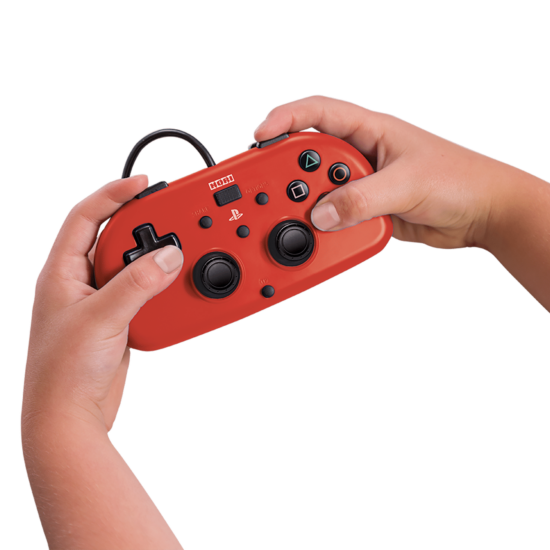 Hori - Wired Mini Gamepad For PlayStation 4 - Red In Use