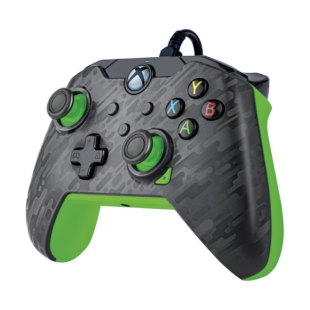 PDP - Wired Atomic Carbon Controller - Xbox Series X - Neon Carbon - Angled Right View