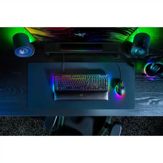 Razer - BlackWidow V4 Green Switch RGB Gaming Keyboard - UK Layout Top Angle Set Up