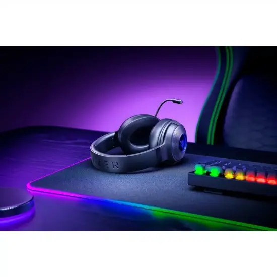 Razer - Kraken V3 X USB Headset - Black Flat View Poster