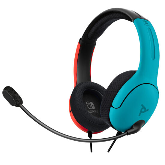 PDP - LVL40 Neon Pop AIRLITE Wired Headset Blue/Red For Nintendo Switch Angled view