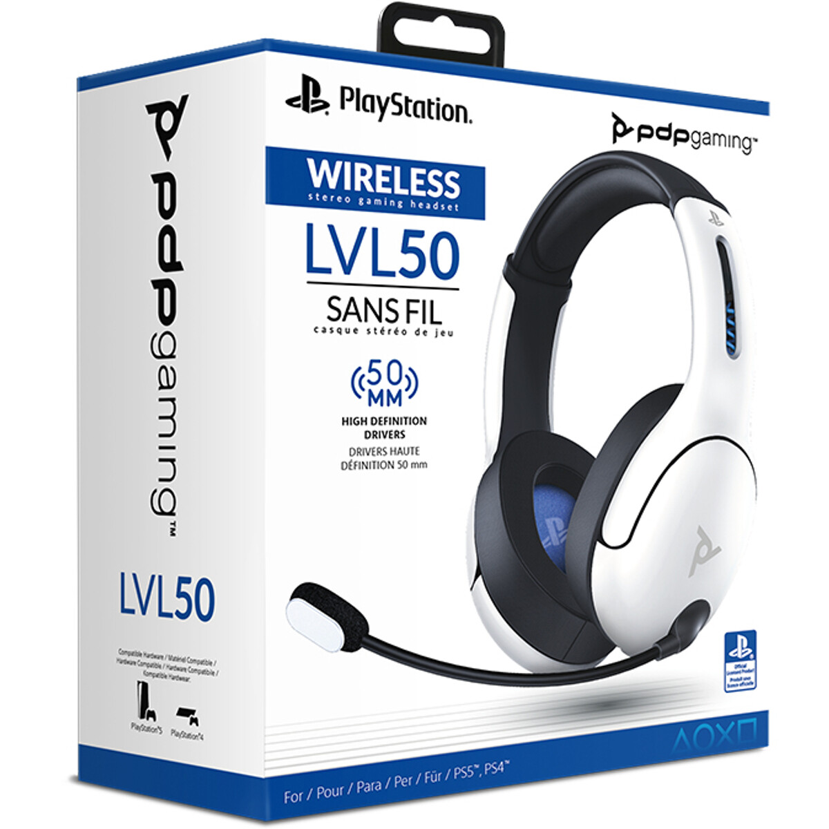 PDP - LVL50 Wireless Stereo White Headset For PlayStation 4 & 5 Box